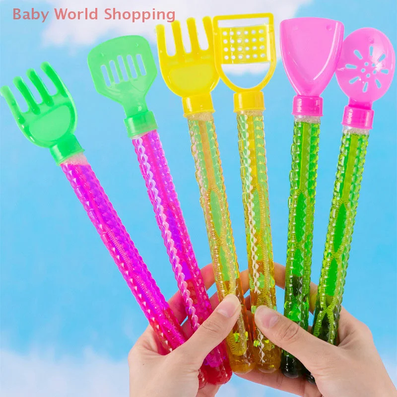 10Pcs Cartoon Beach Bubble Stick With Bubble Concentrated Solution Toy Kids Outdoor Activities Toys Birthday Gift Supplies