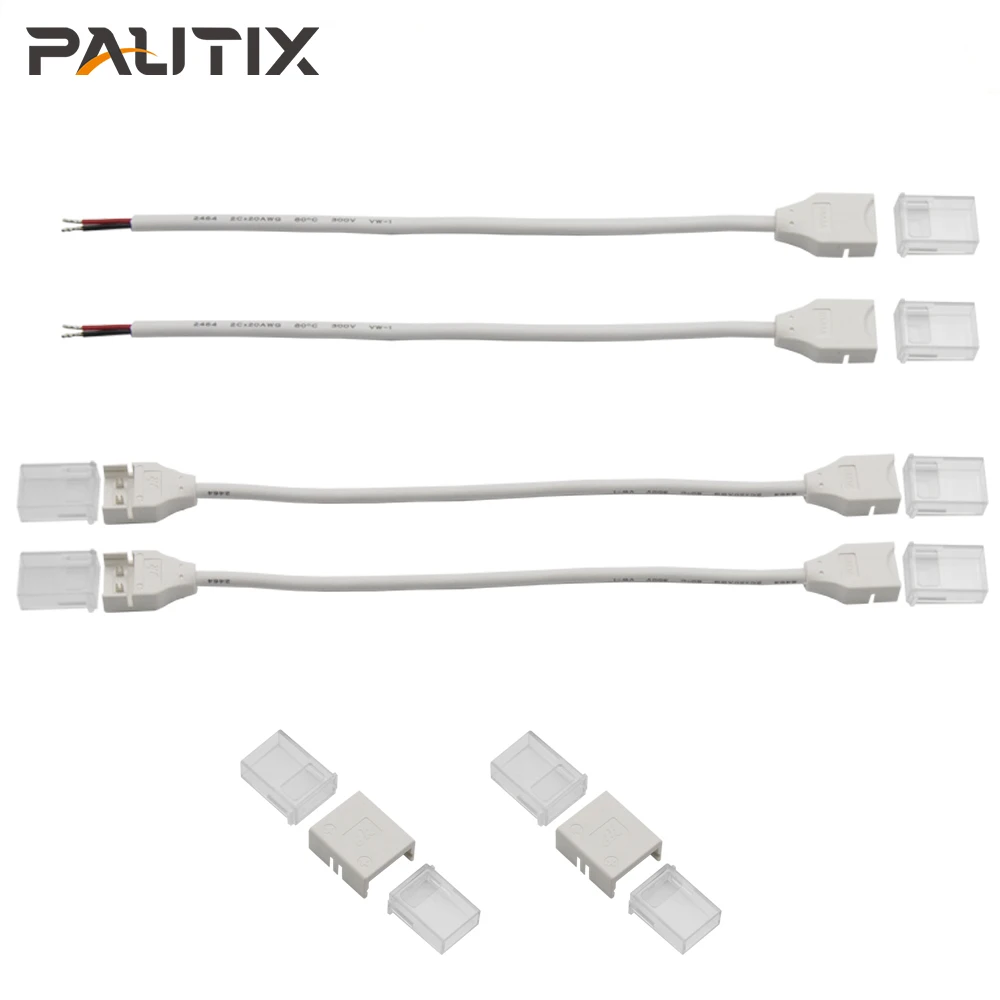 PAUTIX IP67 LED Strip Connector 2 Pin 8mm for Solid Tube SMD COB LED Strip Easy Connecting Waterproof Light Strip Accessories