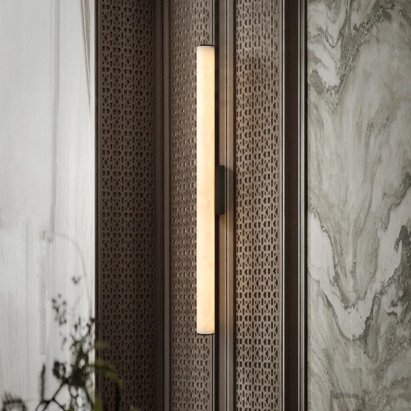 Minimalist linear brass marble wall lamp Sconce modern LED strip lamp living room corridor bedroom