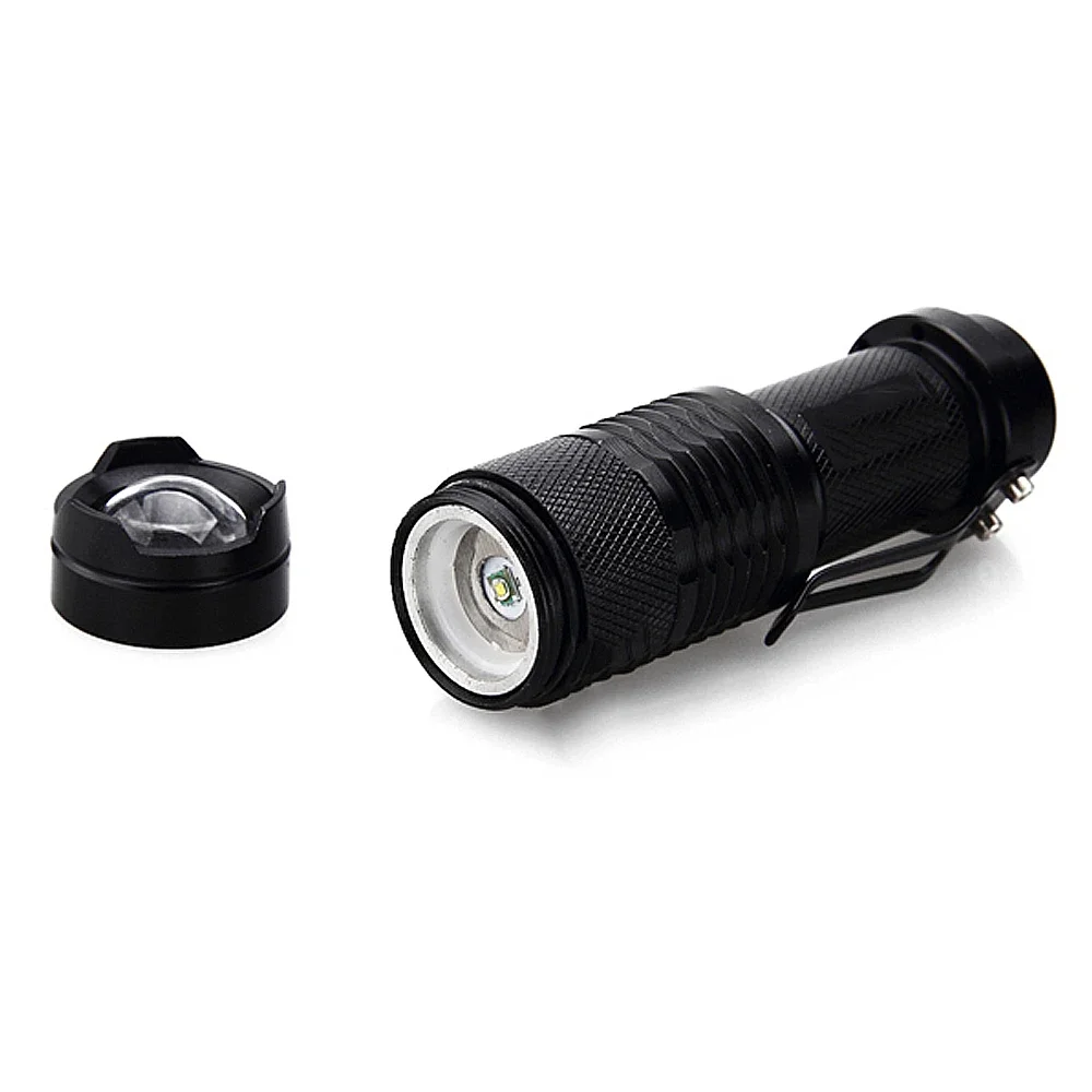 Senter Mini Baru 2000 Lumen CREE Q5 Senter LED AA/14500 Lampu Senter Fokus Zoom Dapat Disesuaikan Lampu Senter Kecil Tahan Air untuk Luar Ruangan