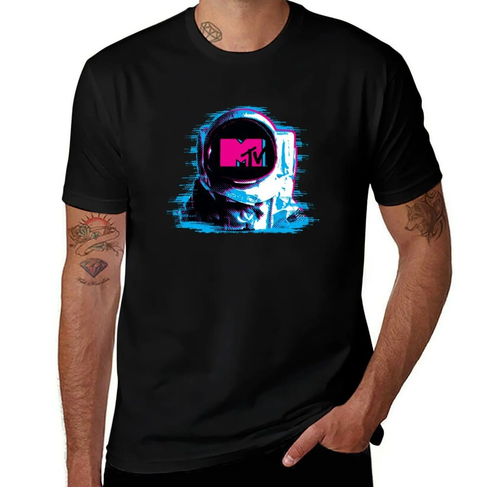 

MTV Vintage Static Tech Moonman Astronaut Logo T-Shirt summer clothes cheap stuff mens t shirts