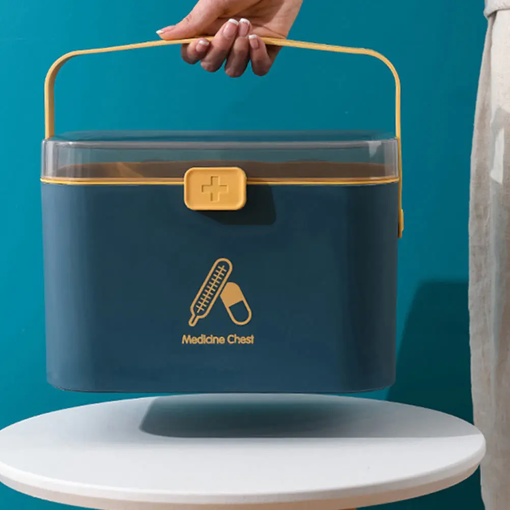 صندوق دواء منزلي متعدد الطبقات صندوق تخزين أدوية بلاستيكي محمول حقيبة إسعافات أولية للطوارئ منظم تخزين الإسعافات الأولية #6