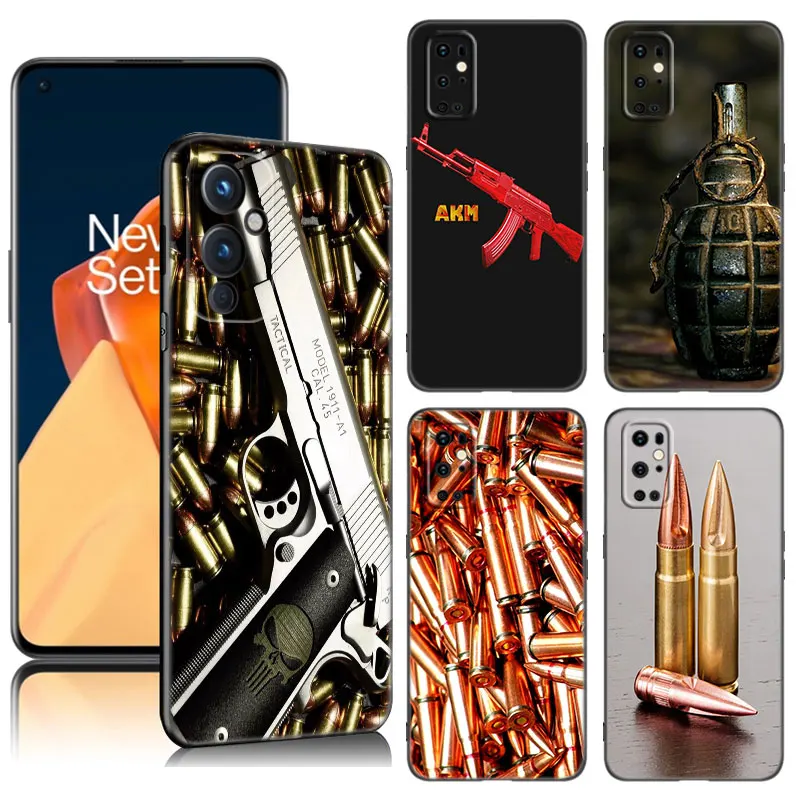 The Military Weapon Black Silicone Phone Case For OnePlus 9 10 11 12 ACE 2V Pro 9RT 10T 10R Nord CE 2 3 Lite N10 N20 N30 5G