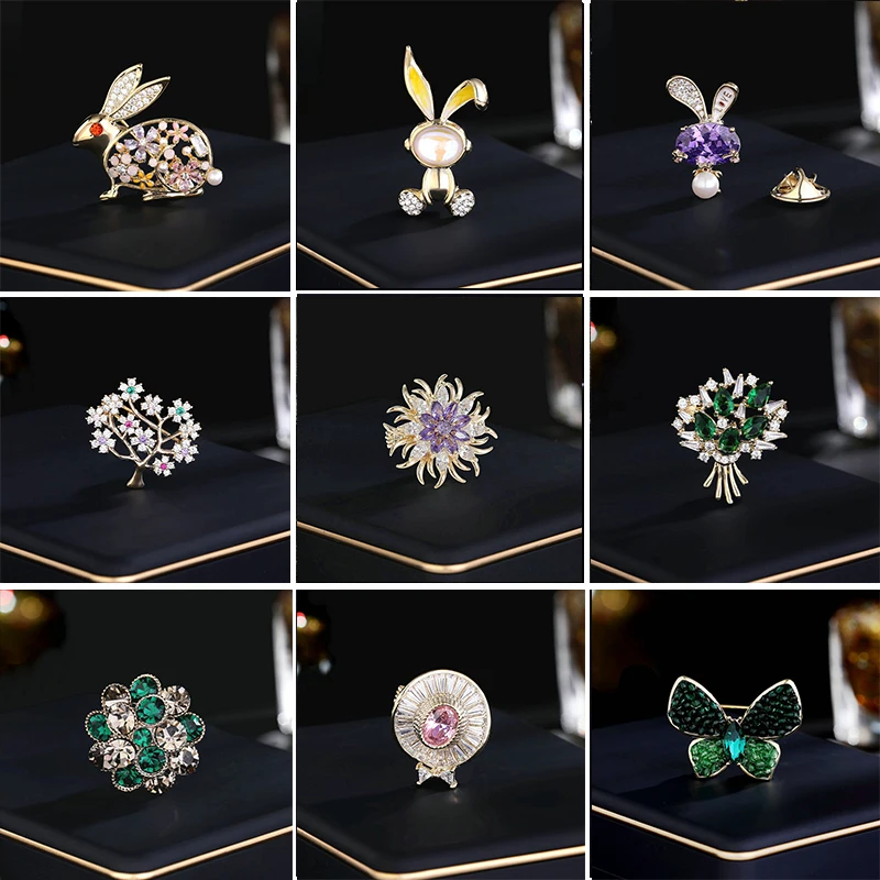 

New Multi-color Zircon Collar Pins for Woman Coat Suit Accessories Jewelry Fashion CZ Flower Small Broochpin Delicate Lapel Pin