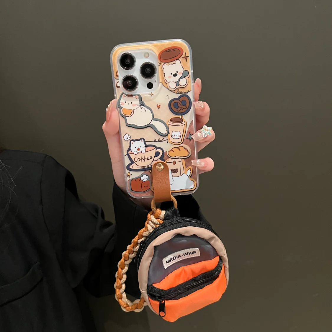 جراب هاتف لـ iPhone ، حقيبة مدرسية جديدة ، حافظة iPhone 15 ، 14 ، 13 ، 12 ، 11 Pro Max ، 7 ، 8 Plus ، X ، XR ، XS Max ، يمكن تخزين سماعات الرأس ، المفتاح