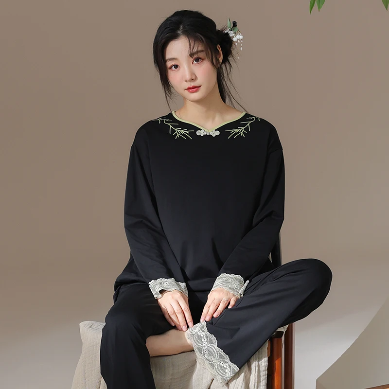 

Autumn Winter Women Sleepwear Long Sleeve Round Neck Woman pajamas set Cotton Women's pajamas Casual Soft Female Pyjamas