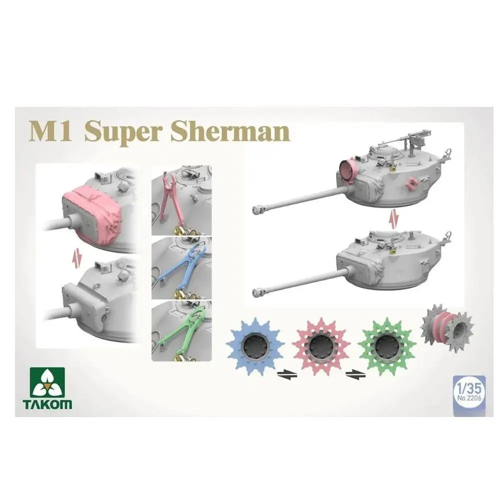 TAKOM 2206 Kit modello di assemblaggio militare carro armato Super Sherman M1 della Seconda Guerra Mondiale in scala 1/35