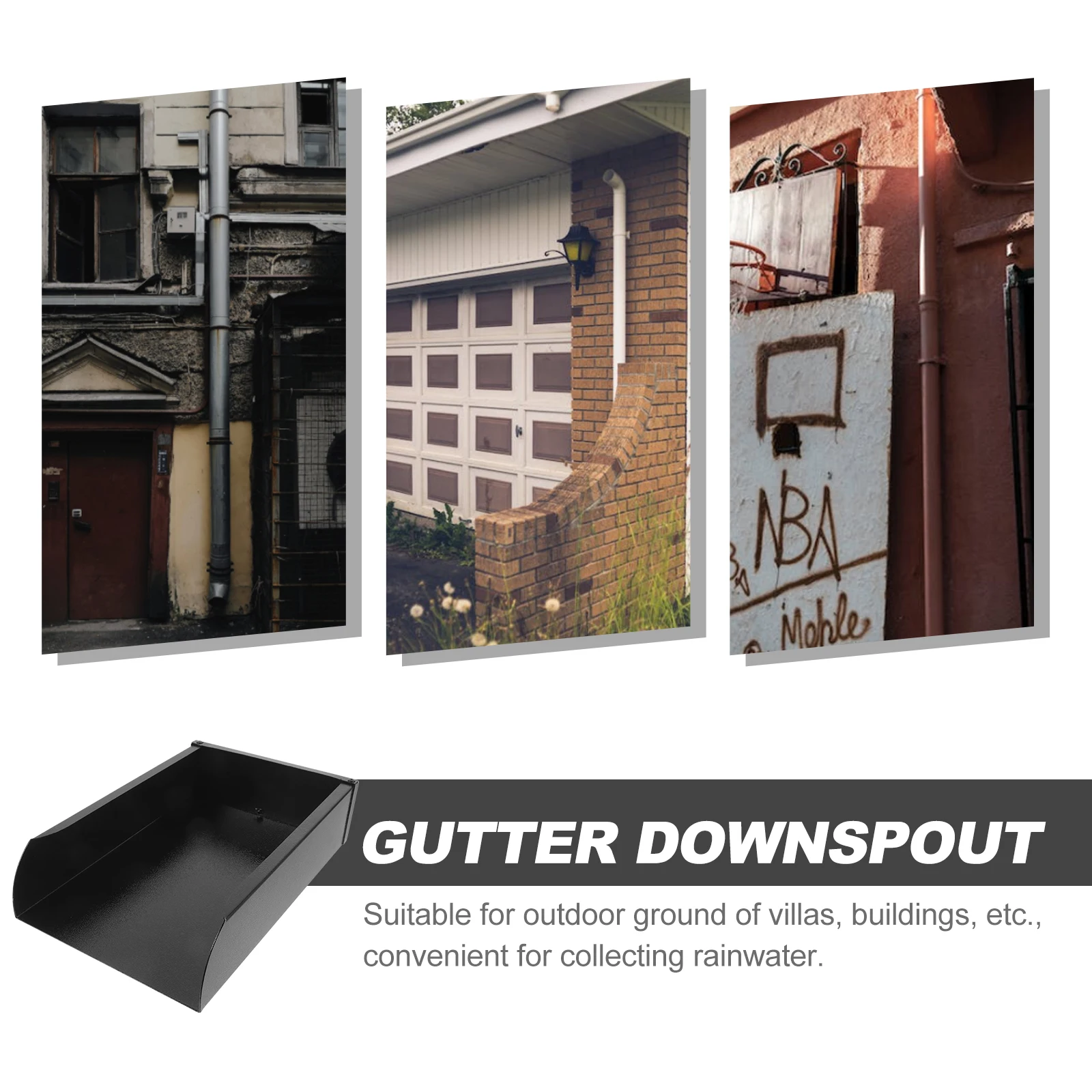 

Aluminum Alloy Gutter Downspout Diverter Large Capacity Rainwater Collection System Dustpan Design Outdoor Use Splash Block Rain