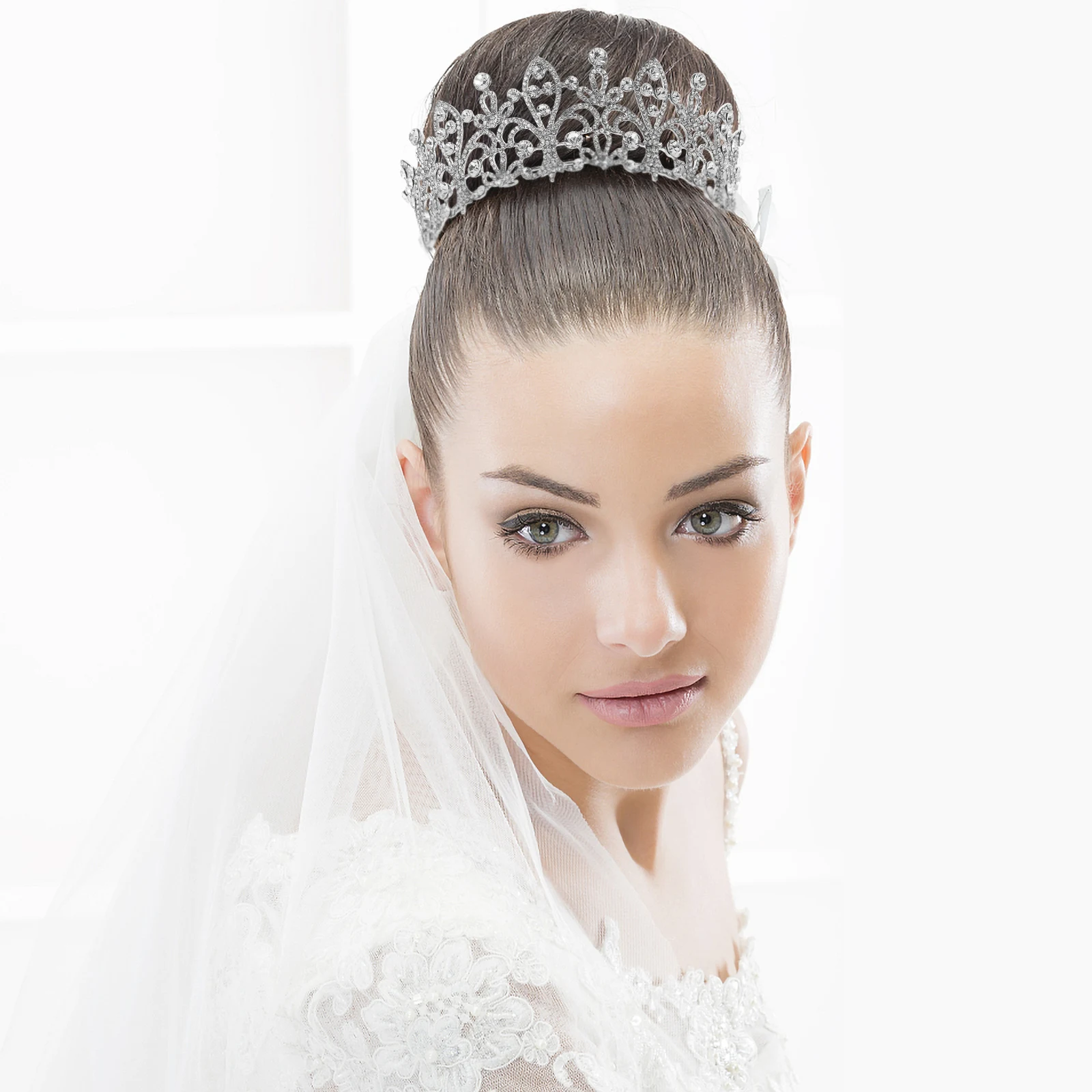 

Корона со стразами, благородная круглая тиара, свадебный головной убор, свадебный аксессуар, уникальные изысканные блестящие украшения для рукоделия