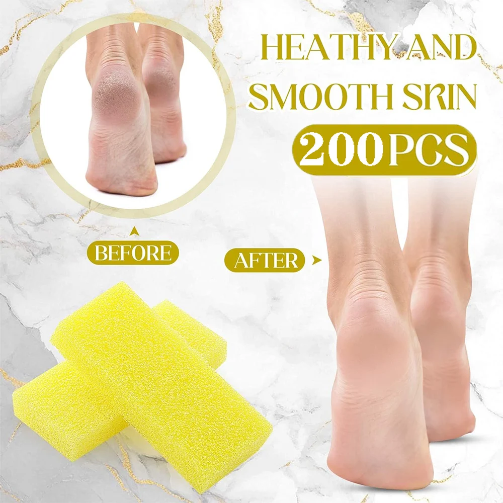 200 peças esponja pedra-pomes para pés amarelo purificador de pés pele morta ferramentas de pedicure salão de beleza uso doméstico