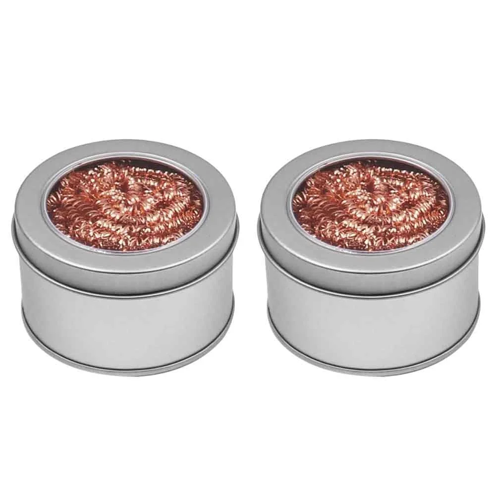 2PCS Metal Wire With Stand Set Welding Desoldering Soldering Solder Iron Tip Dross Cleaner Cleaning Steel Ball Mesh Filter
