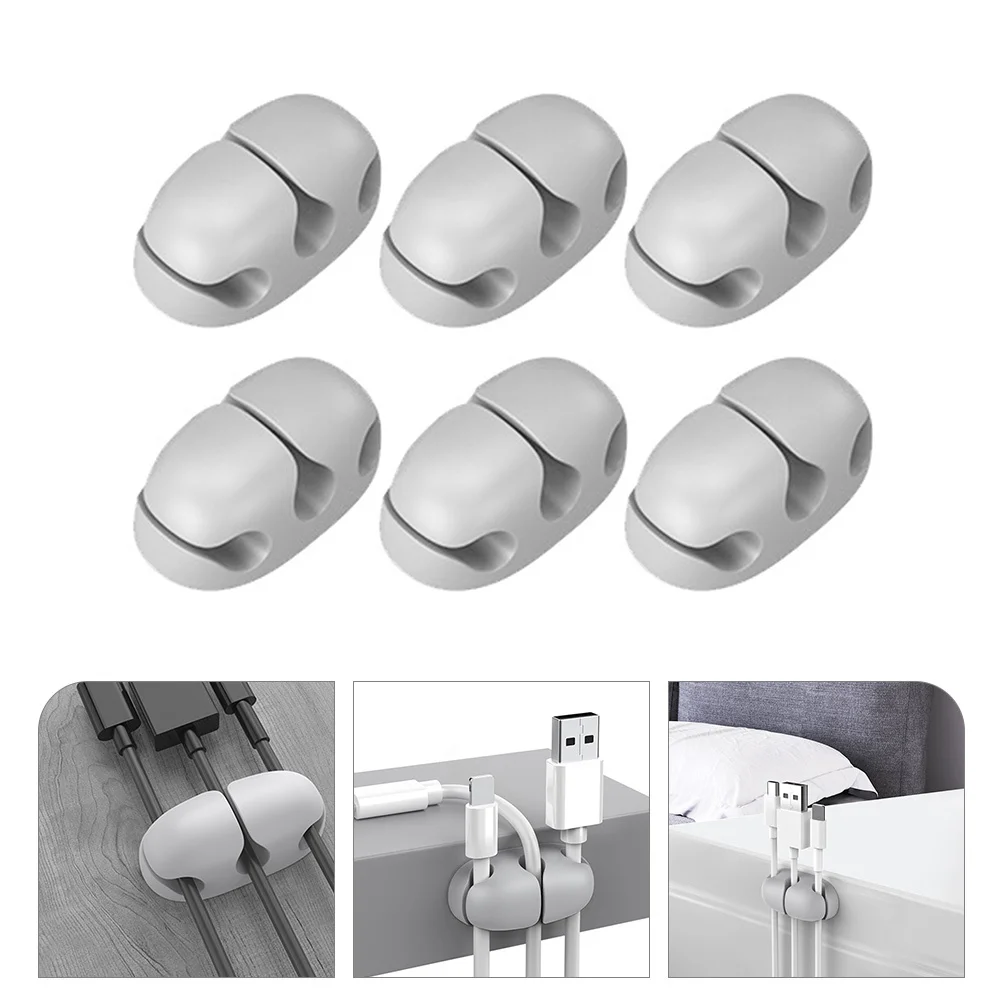 

6Pcs Power Cord Holder Data Cable Keeper Silicone Self Adhesive Cable Organizer Desktop Wire Management Cord Keeper