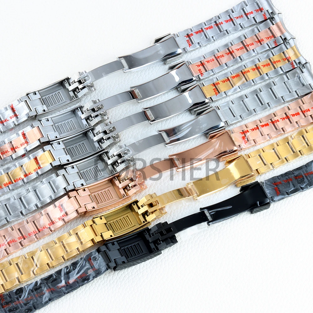 PVD Black/Rose Gold/ Gold 316L Stainless Steel 20mm Width Oyster Polished/Brushed Watchband for SUB Datejust Watch Case Parts
