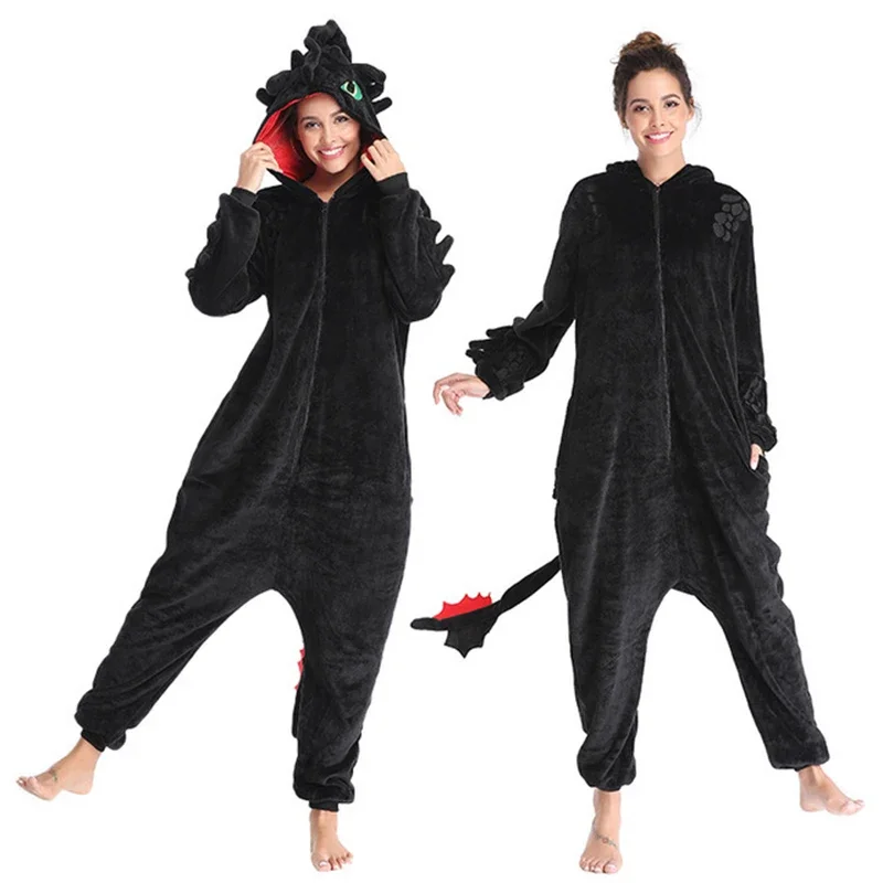 Coroshow to Train Your Dragon onesies women men cute animal anime toothless pyjamas winter flannel warm sleepwear pajamas