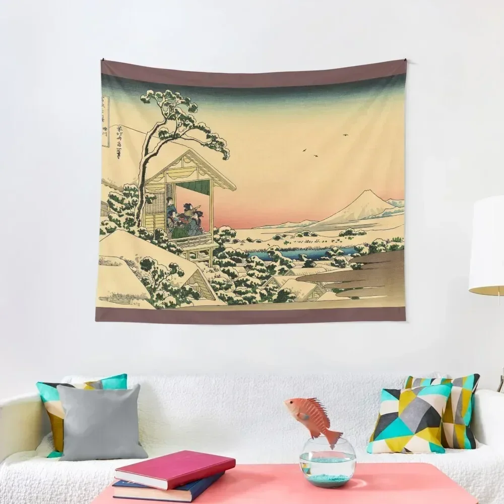 Japanese teahouse at Koishikawa the morning after snowfall Tapestry Wall Decor Home Decoration Tapestry