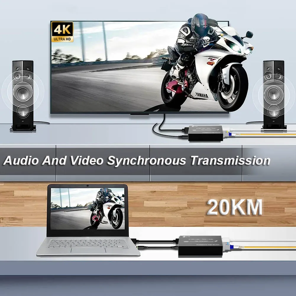 Mini 4K HDMI Fiber Extender HDMI Over Fiber Converter with External Stereo Audio HDMI Optical Transceiver