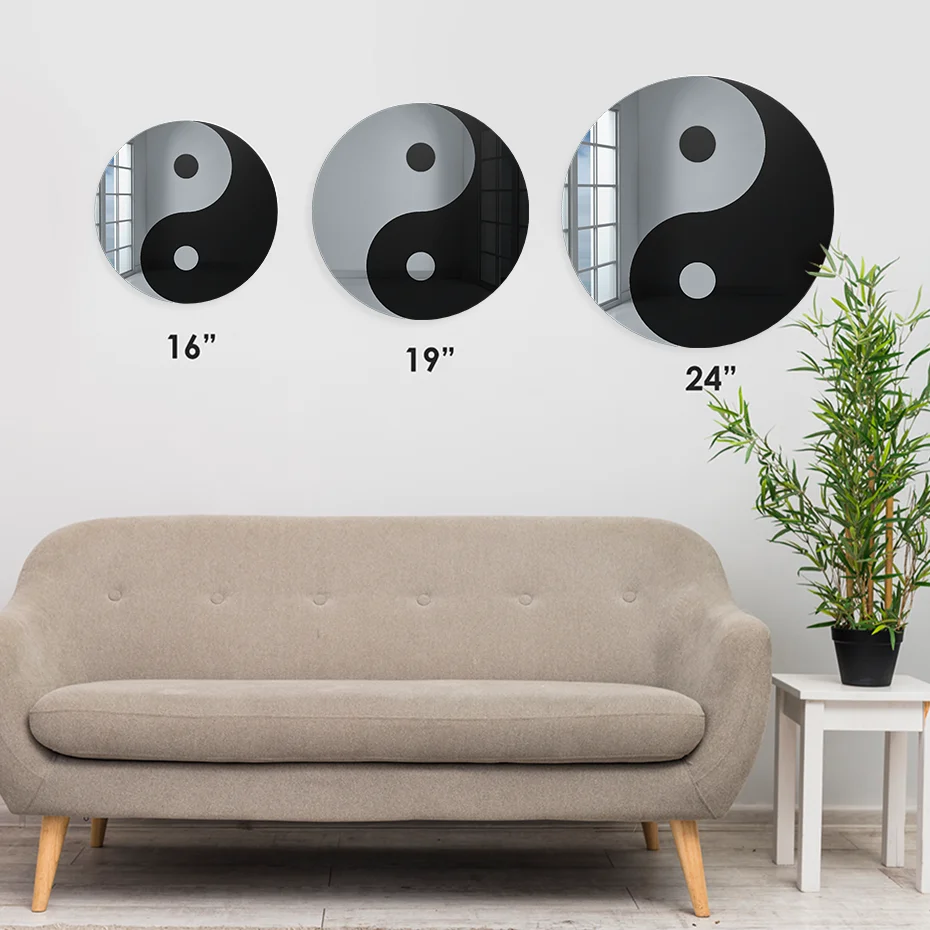 3D YinYang Acrylic Mirror Tai Chi Taiji Taijitu Symbol for Wall 3D Wall Hanging Mirror Wall Art Decor for Home Studio Office