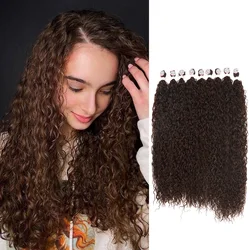 Mechones sintéticos, extensiones de cabello rizado, mechones de pelo largo, extensiones de cabello rizado grueso de 300g para mujer, uso diario