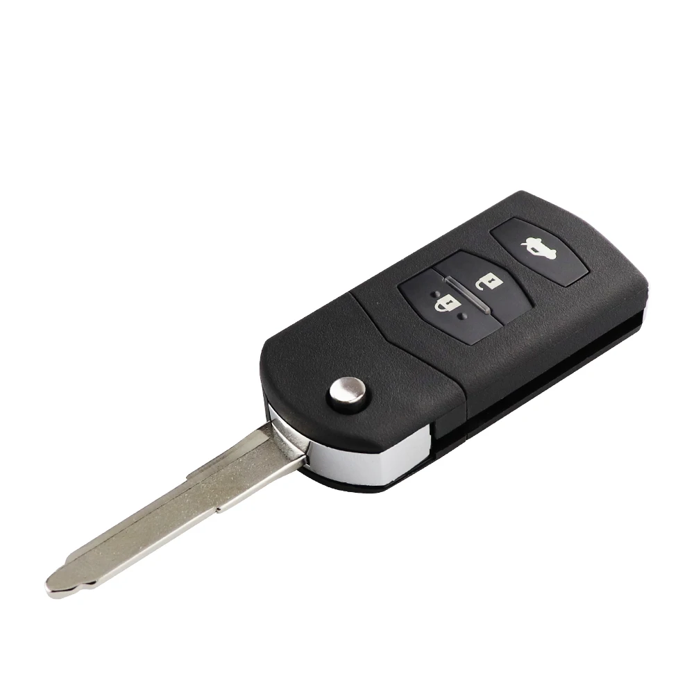 Cangkang Kunci Lipat Mobil 2/3 Tombol dengan Bilah Belum Terpotong untuk Mazda 2 3 5 6 RX8 MX5 M6 CX5 Remote Key Shell