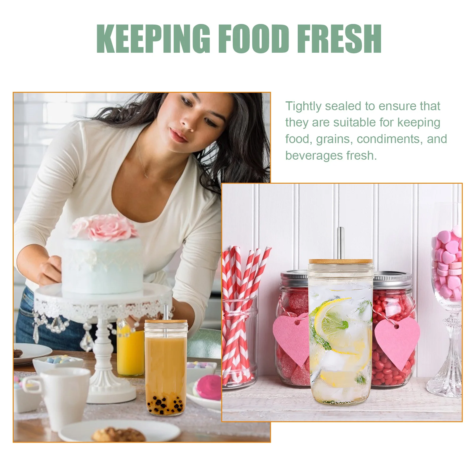 

1 set 1 Set Mason Jar Sealing Lids Straw Brush Lid For Drinking Cups Leakproof Mason Cup Covers Multipurpose Tight Seal Caps For
