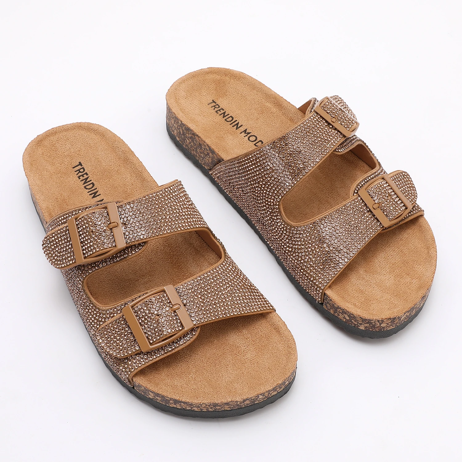 

Leather Flat Sandals Women Comfortable Beach Shoes Memory Foam Vacation Essentials Slides for Footwear