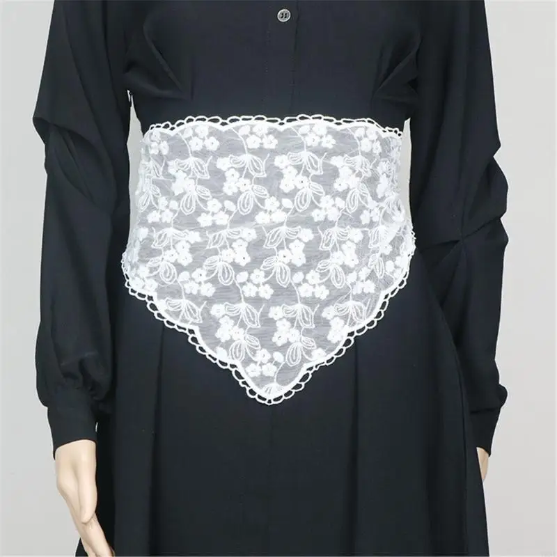 Y3NE Embroidery Floral Lace Waistband Mini Apron Skirt Triangle Sarong Scarf Decorative Corset for Women’s Dress Accessories