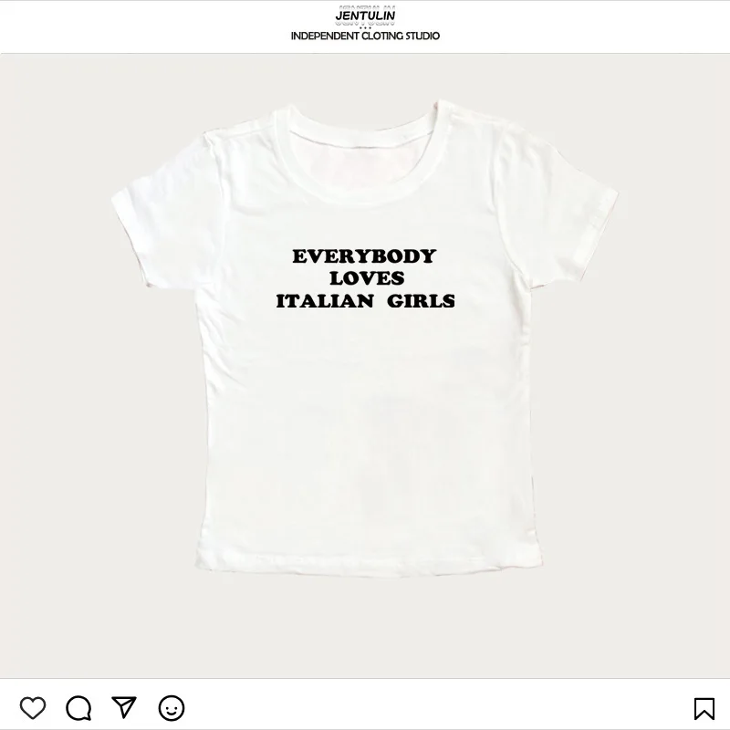Damska koszulka z nadrukiem Italy Girl z krótkim rękawem Skinny Y2K Tops Summer Harajuku Sexy Baby Tees Anime Vintage Kawaii Short Tees