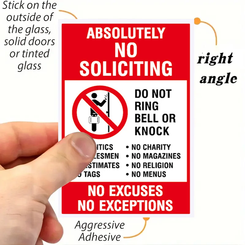 5 fogli per confezione 3. 1*4. Etichette adesive di avvertimento per promemoria campanello da 7 pollici, per evitare gli altri disturbi da battere sulla porta, adatte per porte, finestre, veicoli, impermeabili, resistenti allo strappo, facili da rimuovere