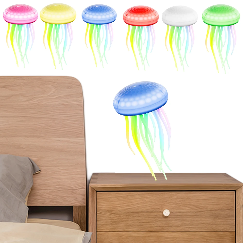 

LED Cute Jellyfish Night Light RGB Gradient Cute Jellyfish Bedside Lamp Type-C Charging Ambient Night Lamp for Home Room Bedroom