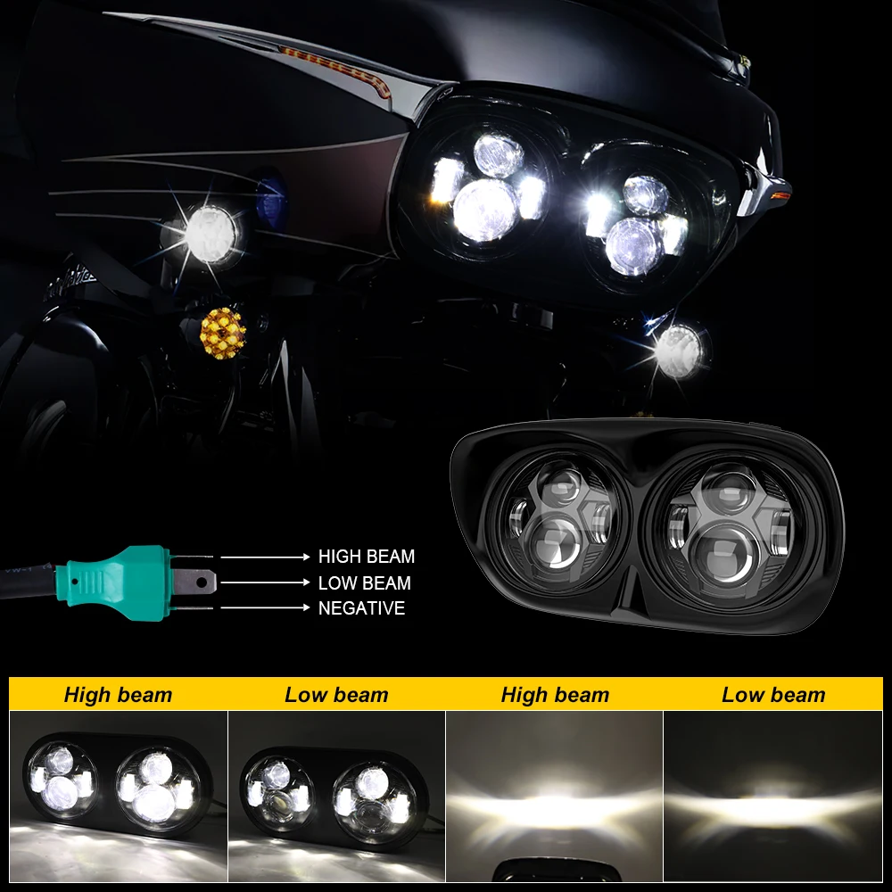 2023 New Motorcycle Auto lighting system Headlamp high low Beam Led Projector Motor For Road Glide 1998-2013