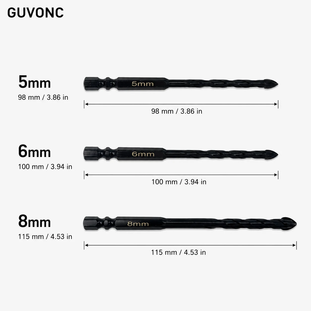Hex Shank Multi-Purpose Ceramic Drill Bits, Cross Tip Tile Bits for Glass, Marble and Masonry Drilling