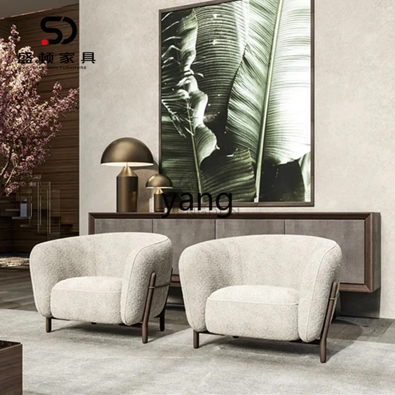 

yjq Nordic Simple Solid Wood Fabric Sofa Hotel B & B Villa Living Room Double Leisure Sofa