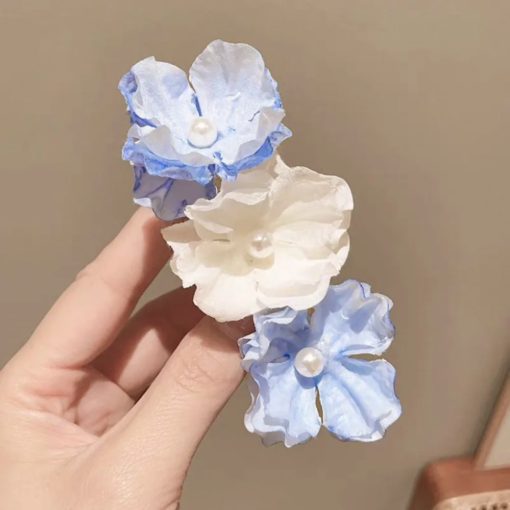 

Fresh Flower Telephone Wire Hair Rope Pearls Elastic Telephone Line Headband Ponytail Holder Scrunchies Braid Hair Tie Daily