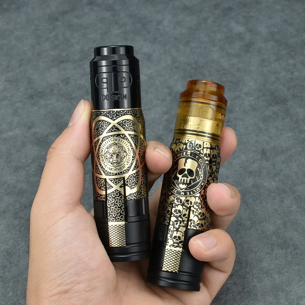 Wolfcoolvape MK2 Mechanical Mod Brass Body with QP KALI V2 RDA Cipher CipherSkull Style 18650 Battery Vape Mod Kit