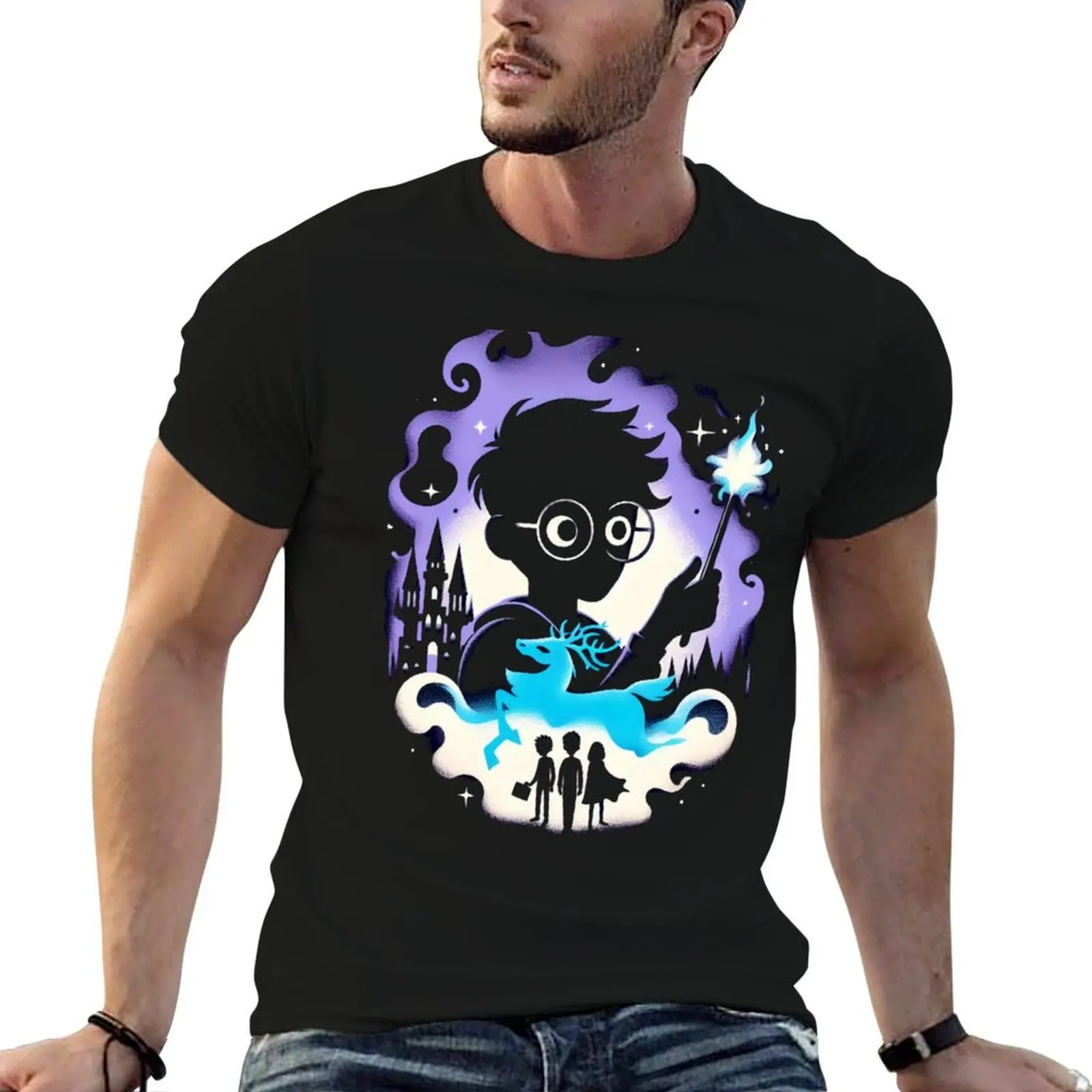 

Magical Kid with a Wand - Fantasy T-Shirt t shirt for man 100 percent cotton t shirt man cotton T-Shirt