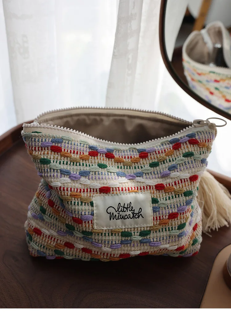 Rainbow Jelly Bean Style Makeup Bag Letter Printed Decorated Fashionable Cosmetic Storage Bag