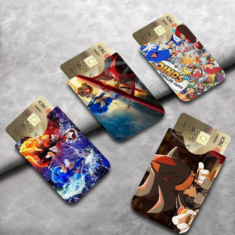 Cartoon S-Sonics Lightweight Leather Card Holder Palm Pattern Protective Cover for Bus Card ID Card Compact Size