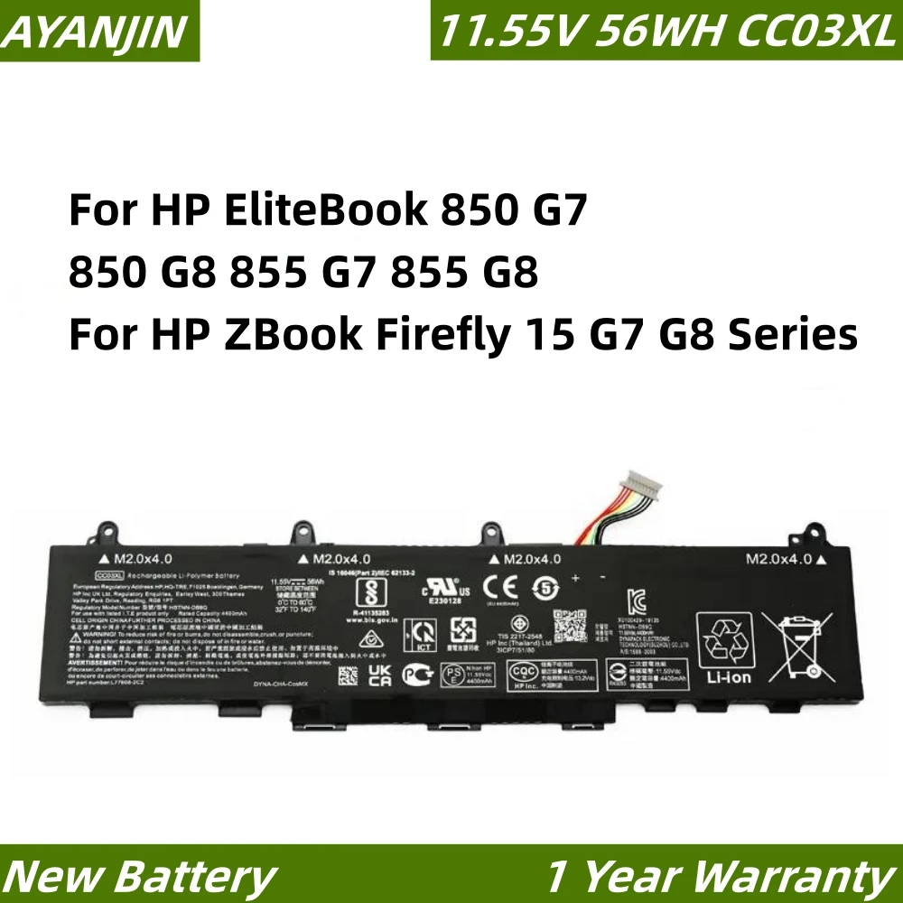 CC03XL 11.55V 56WH Laptop Battery For HP EliteBook 850 G7 850 G8 855 G7 855 G8 For HP ZBook Firefly 15 G7 G8 Series