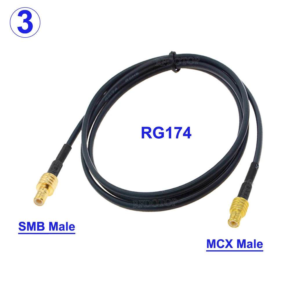 1Pcs SMB to MCX RG174 Cable SMB Male to MCX Male/Female Connector RG-174 Pigtail 50Ohm Extension Cable for DAB Aerial Antenna