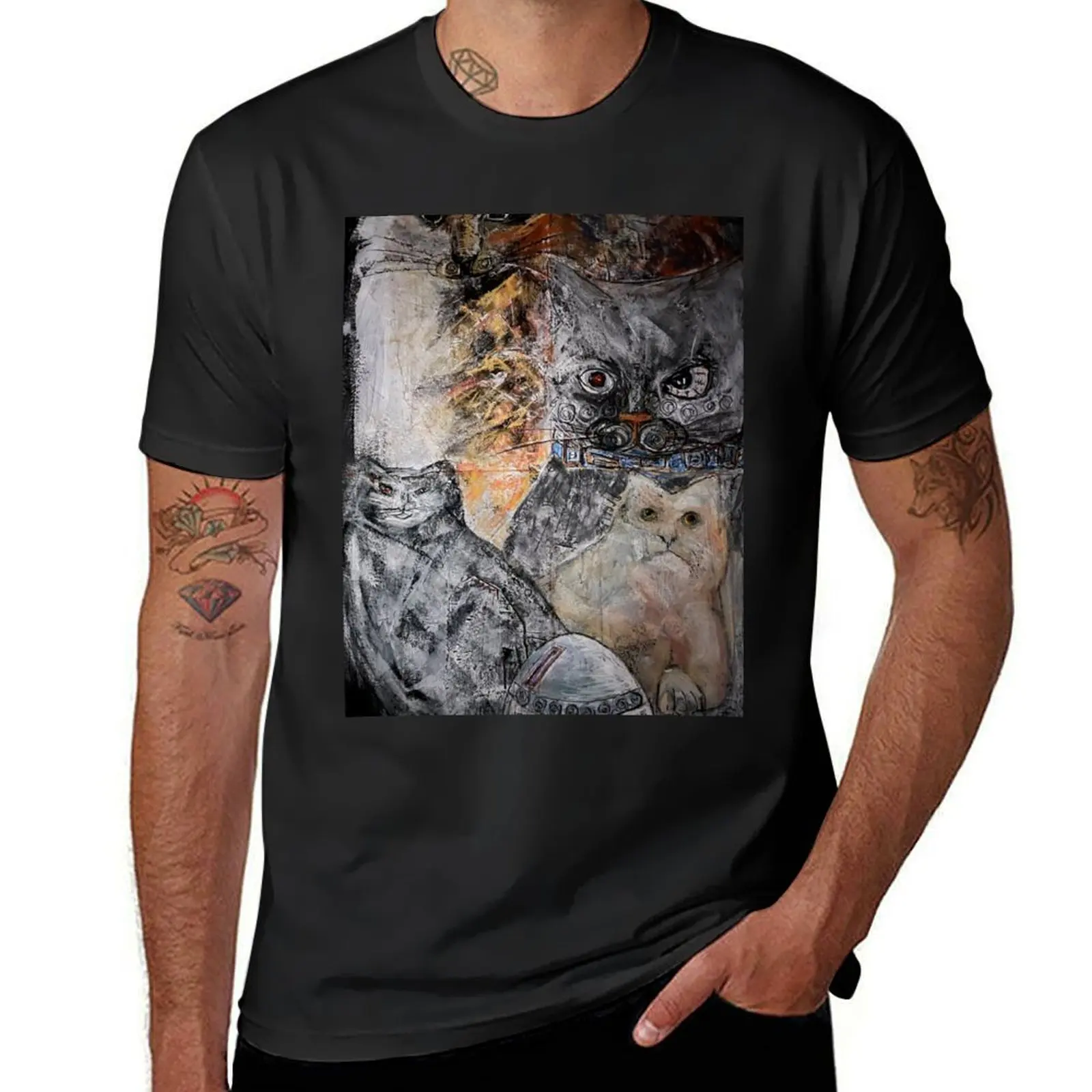 A mystery of cats and a robot egg T-Shirt tops cute tops new edition mens plain t shirts