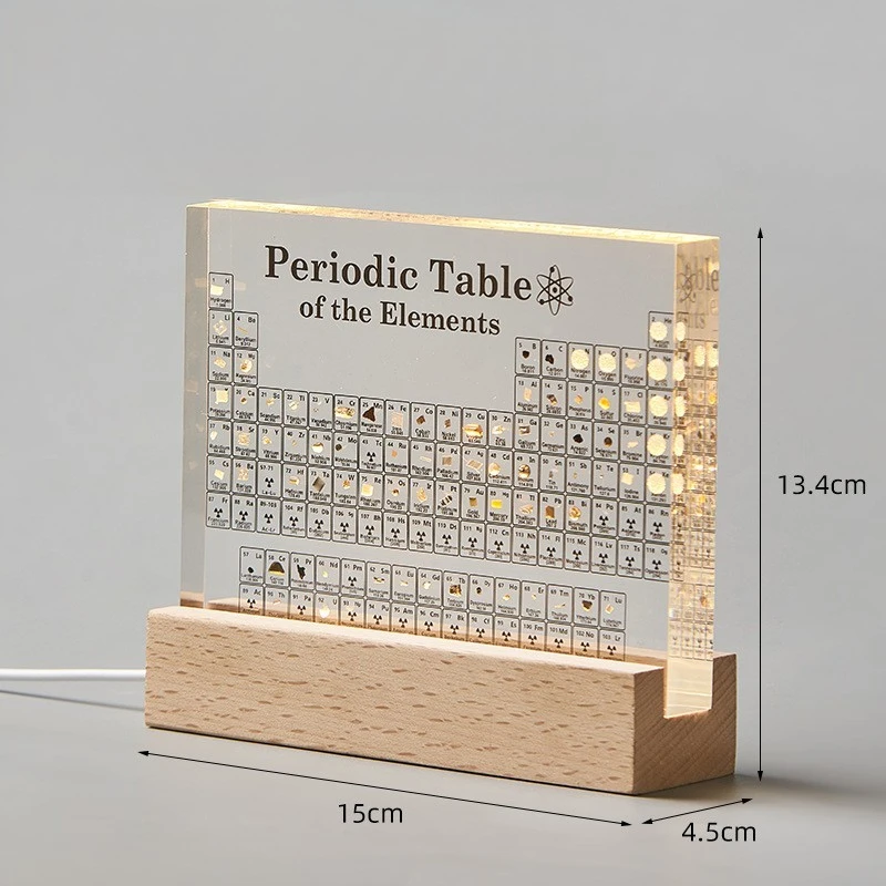 Acrylic Periodic Table Display With Real Elements Kids Teaching Birthday Teacher's Gifts Chemical Element craft Home Dec