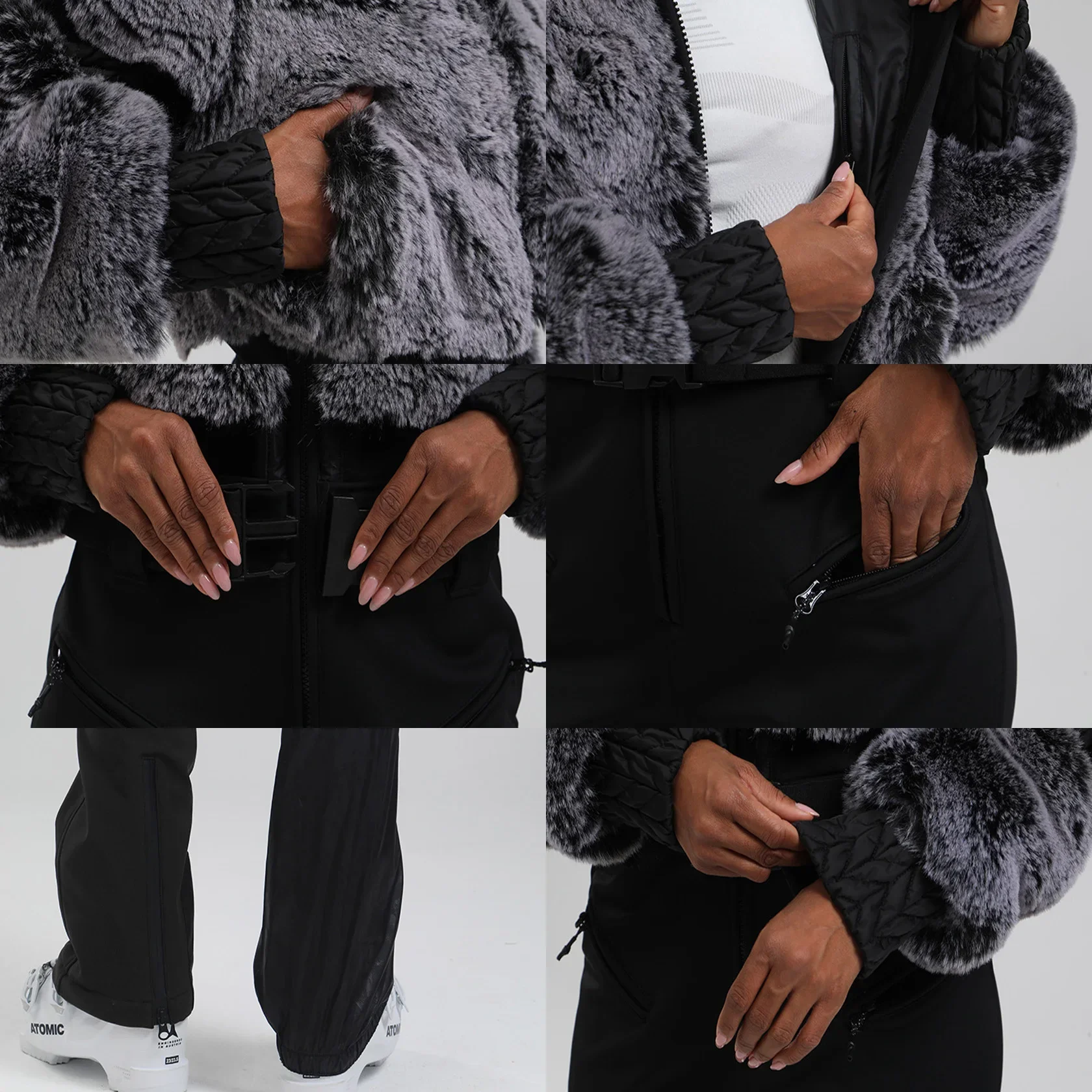 Immagine 6: Tuta da sci 1PS Tuta da snowboard per sport all'aria aperta Tuta termica sottile con cappuccio Tute Abbigliamento da sci invernale da donna Set da neve impermeabile antivento