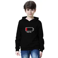 Children's hooded sweatshirt, boys' spring and autumn hip-hop basic jacket, new low battery, help me print hooded sweatshirt