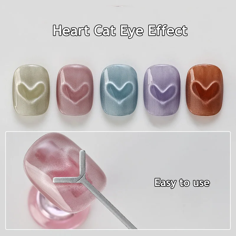 Aimant à effet fort pour ongles en forme de cœur, ensemble d'aimants pour ongles en forme de Y, motif d'amour, adapté au bricolage, outil magnétique de polissage de Gel