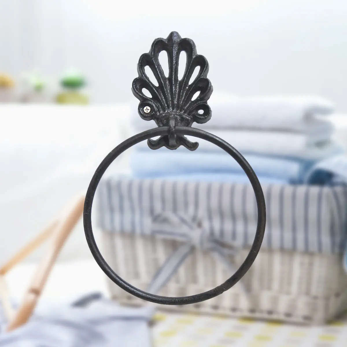 

Винтажное кольцо для полотенец, настенное крепление из железа, водонепроницаемое, устойчивое к ржавчине, современный декор для ванной комнаты, скрытый крепеж на винтах, для дома и офиса