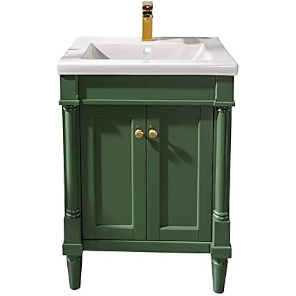 Elegant Vogue Green Vanity Cabinet with White Ceramic Top and Integrated Sink for Bathroom or Kitchen Use – 18.25 Inch Depth x 2