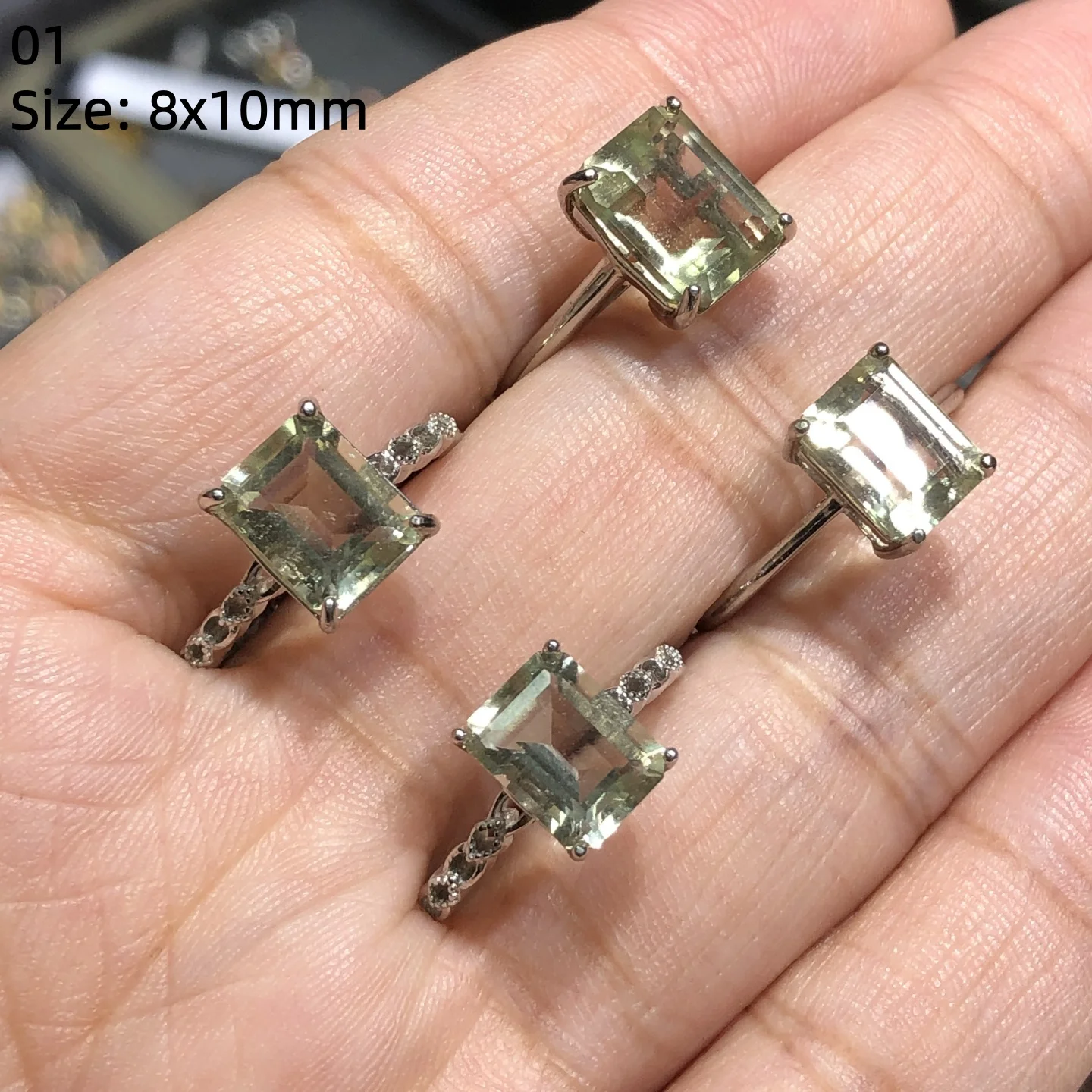 

1Pc Natural Libyan Gold Tektite Meteorite Square Ring Water Drop Ring 925 Sterling Silver Reiki Healing Stone Gift For Women