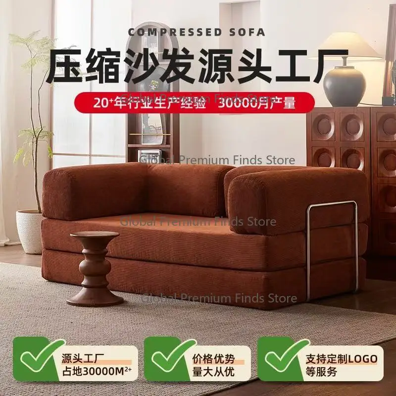 Compression Sofa Vacuum Compressed Foldable Sofa Bed, Straight-Row Integrated Dual-Use Small Sofa