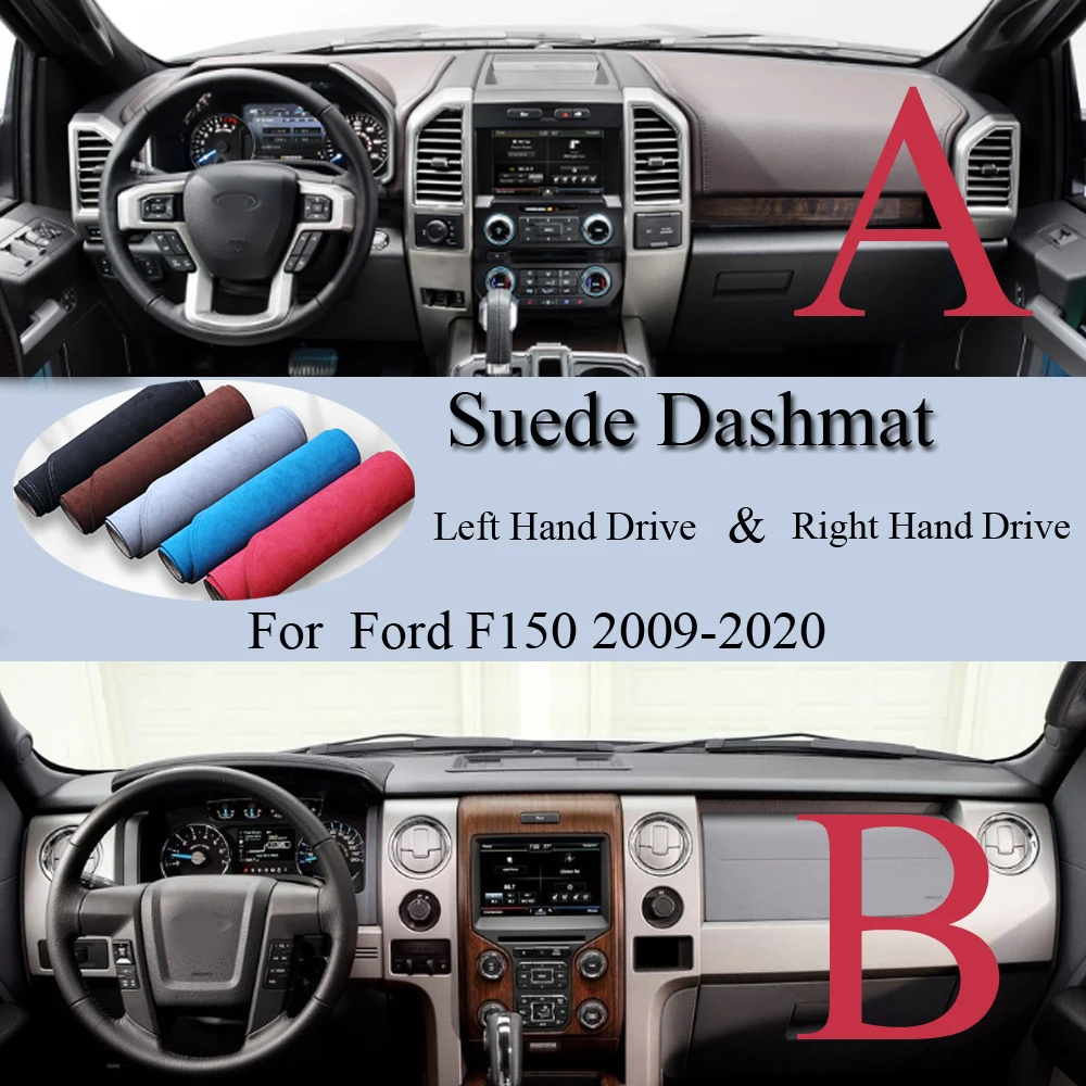 For Ford F150 2009 2010 2011 2012 2013 2014-2020 F-150 Suede Dashmat Dash Mat Cover Dashboard Pad Carpet Car Styling Accessory