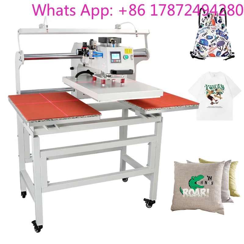 Dual Electric Slide Hot Stamping Heat Press Machine for T - Shirt Garment Heat Transfer Plate for Printing Labels